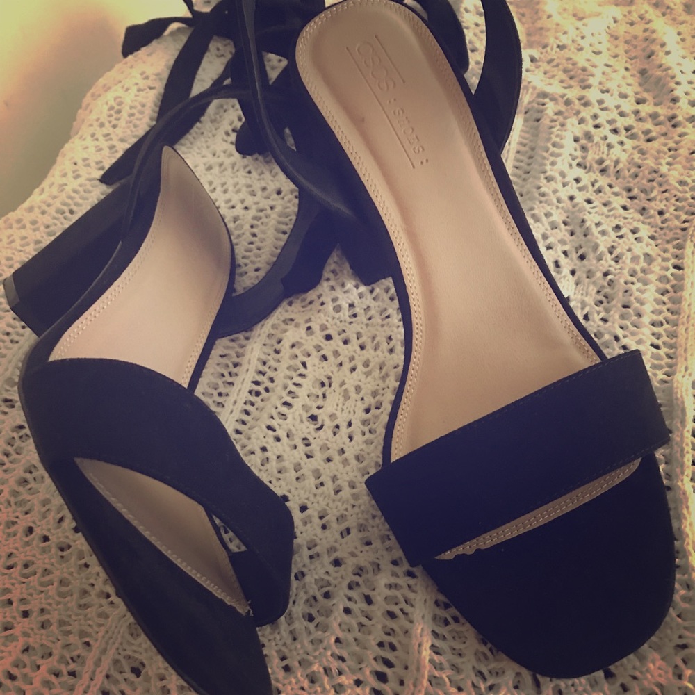 Black Strappy Sandal Heels - Wide Width